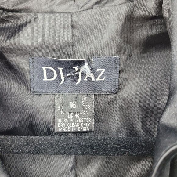 Vintage 80s Cardigan Formal Velour Ruffle Front Button Down Long Sleeve Black 16 - Picture 10 of 11